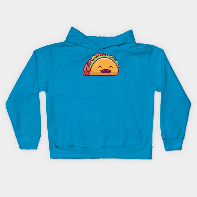 Cute Mustache Taco Cartoon Kids Hoodie by Catalyst Labs